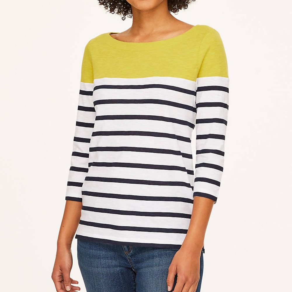 Striped Yoke Boatneck Tee